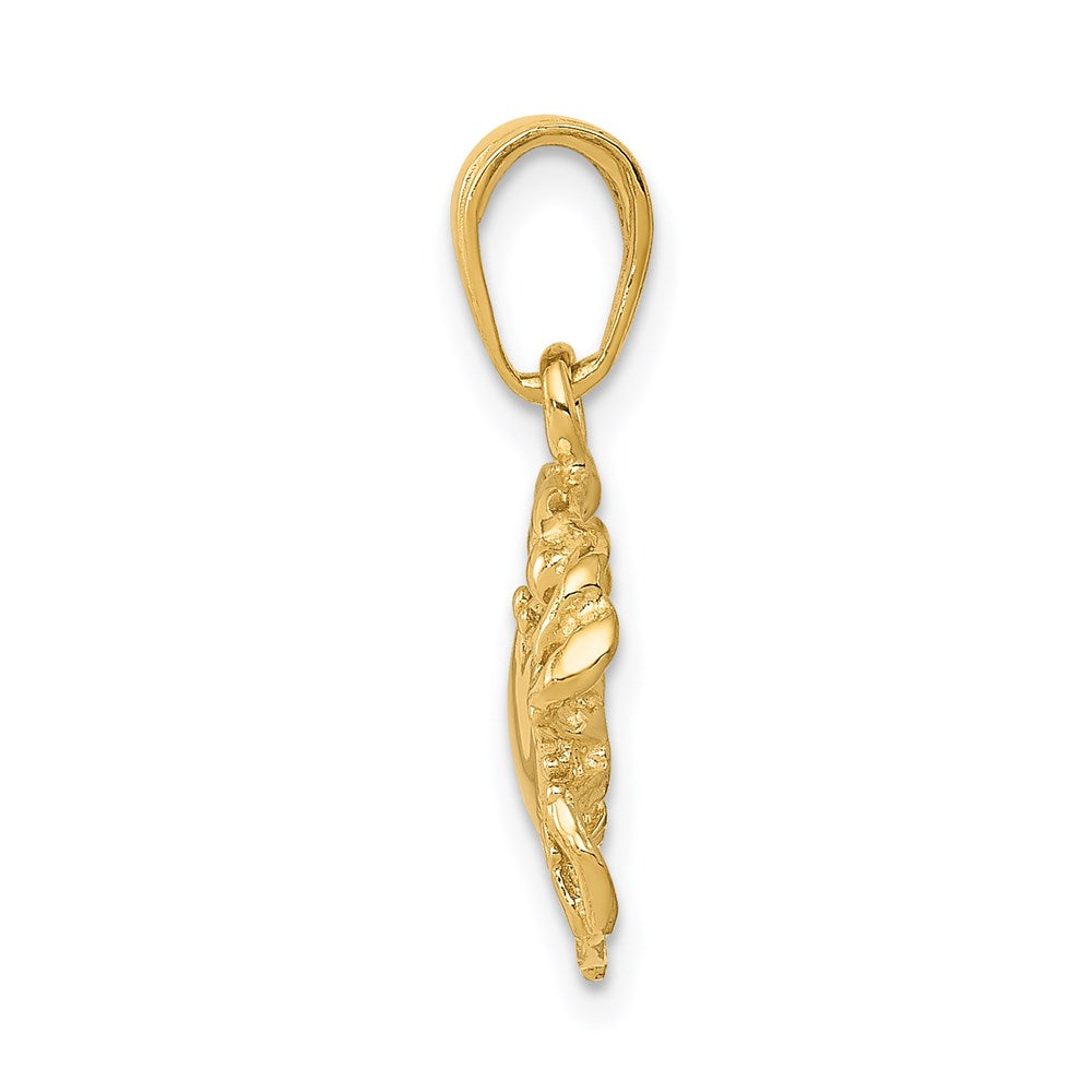14k Solid Polished Open-Backed Crab Pendant 2