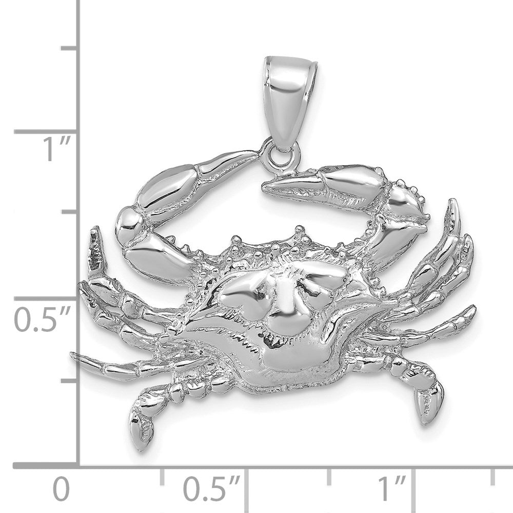 14K White Gold Blue Crab Pendant 3