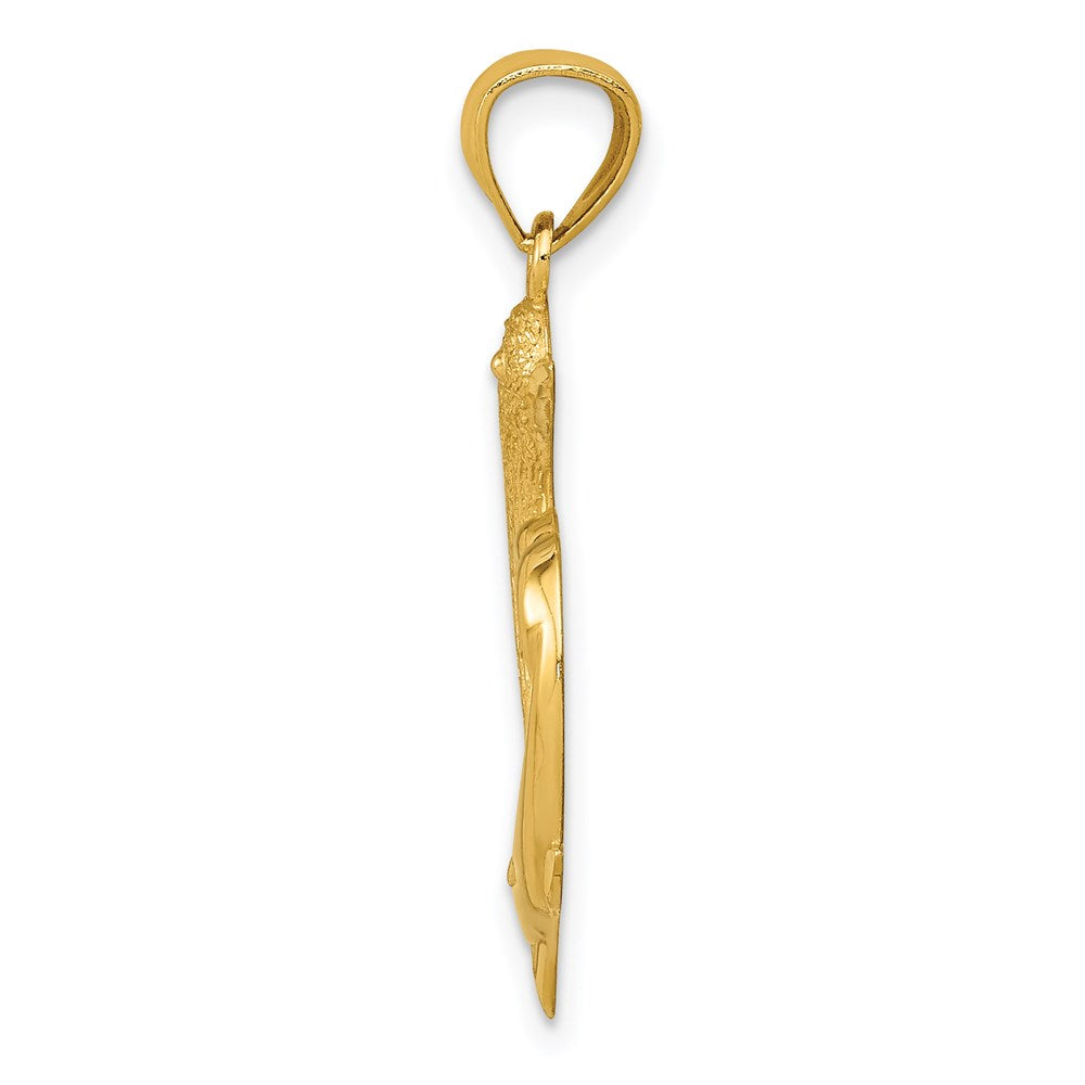 14K D/C Satin and Polished Dolphins Heart Pendant 2