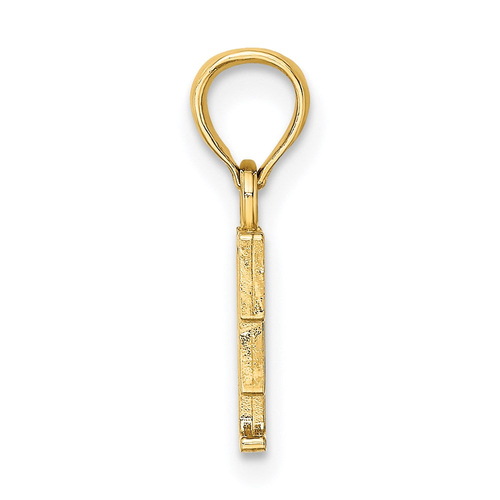 14K Polished Block Letter F Initial Pendant