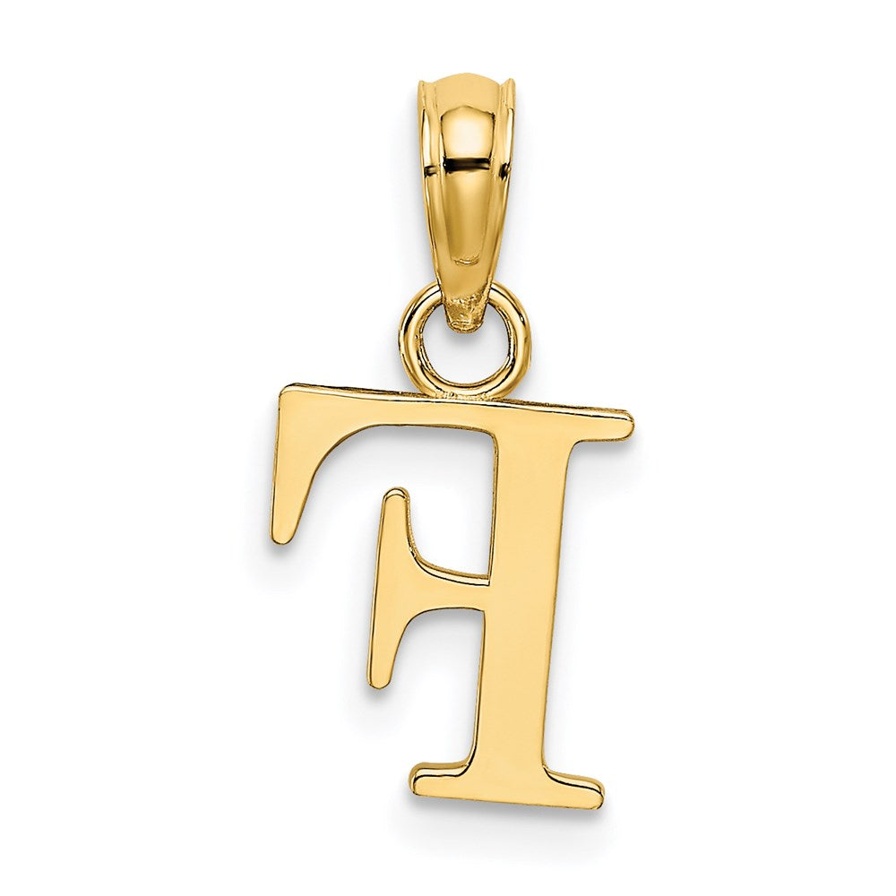 14K Polished Block Letter F Initial Pendant