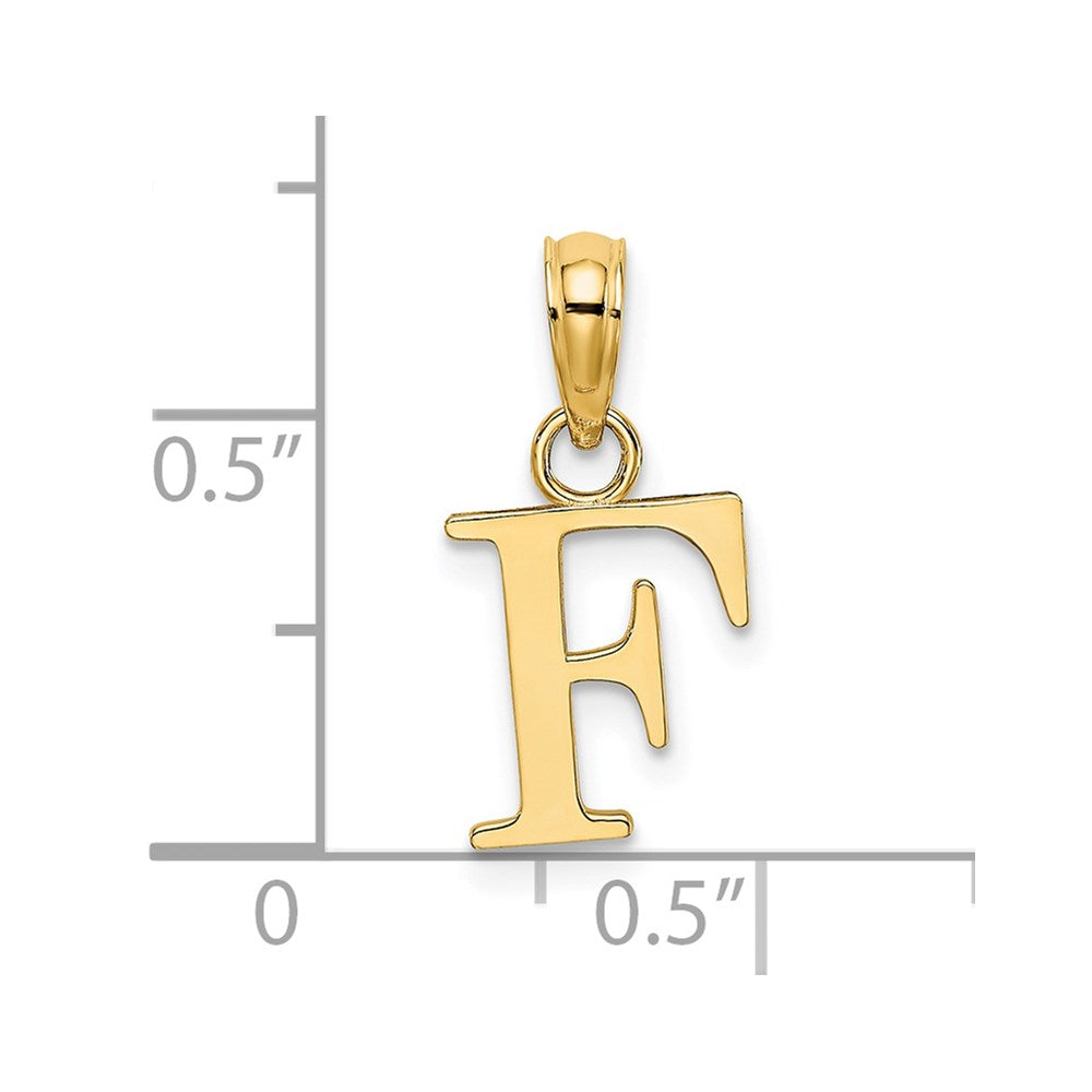 14K Polished Block Letter F Initial Pendant
