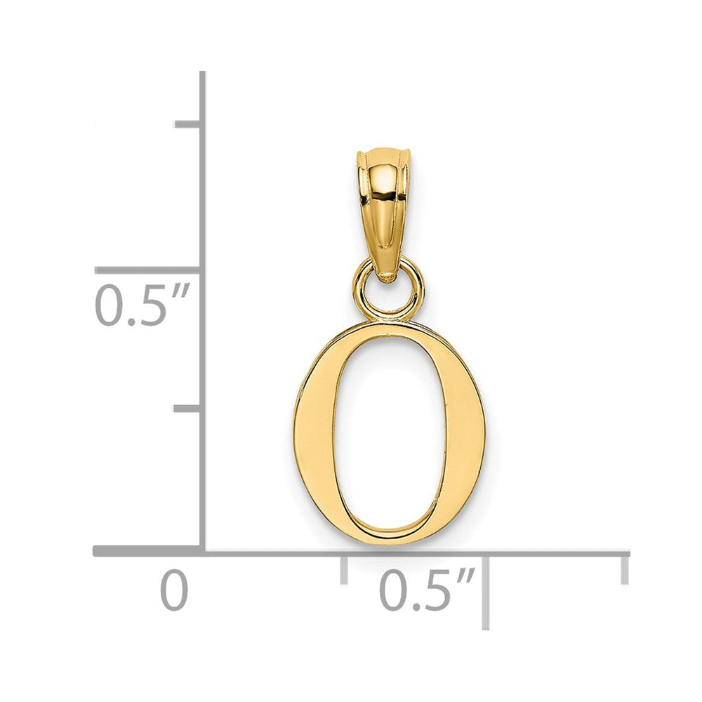 14K Polished Block Letter O Initial Pendant