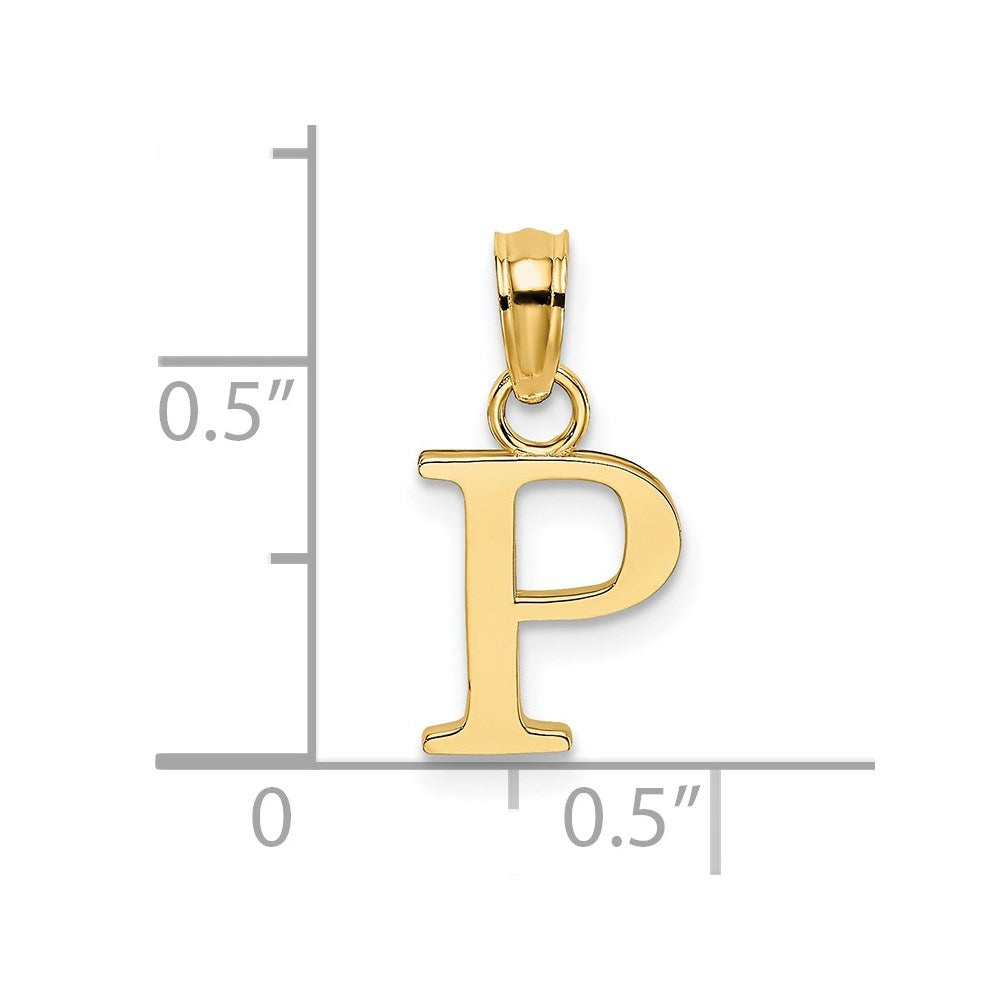 14K Polished Block Letter P Initial Pendant