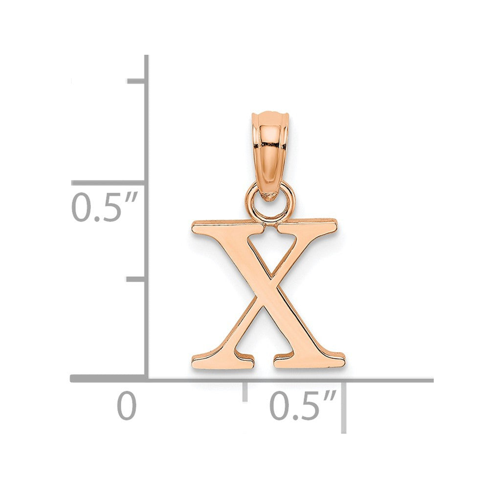 14K Rose Gold Polished Block Letter X Initial Pendant