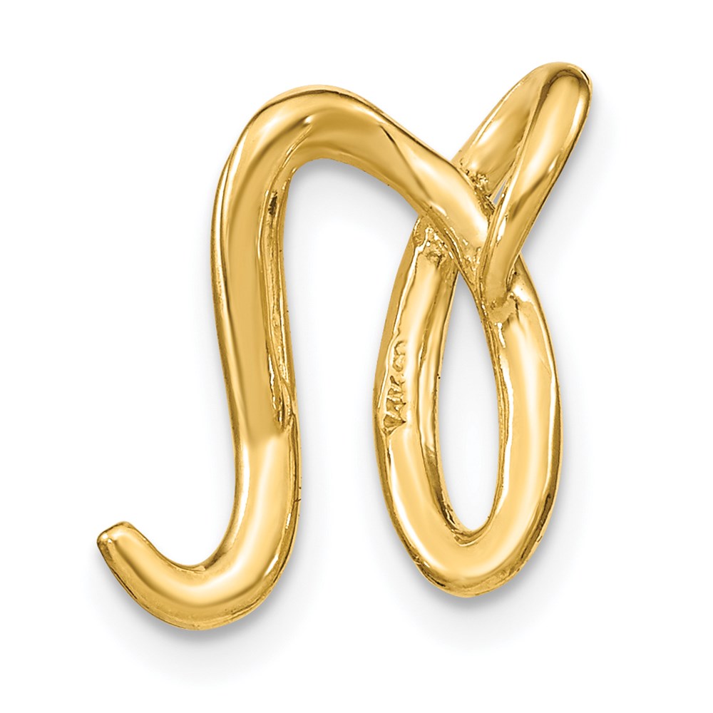 14K Polished Letter N Initial Slide