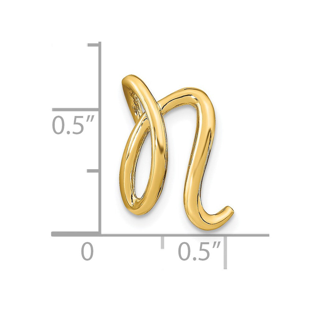 14K Polished Letter N Initial Slide