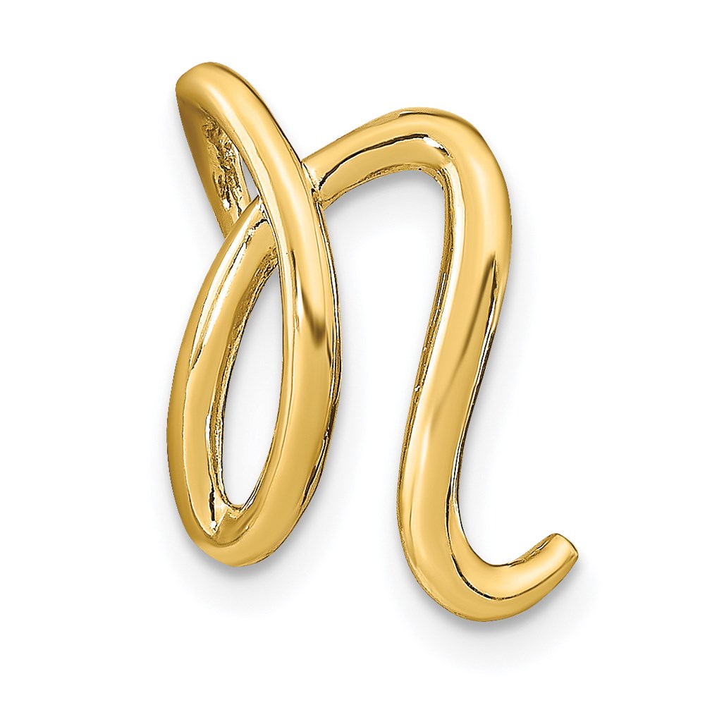 14K Polished Letter N Initial Slide