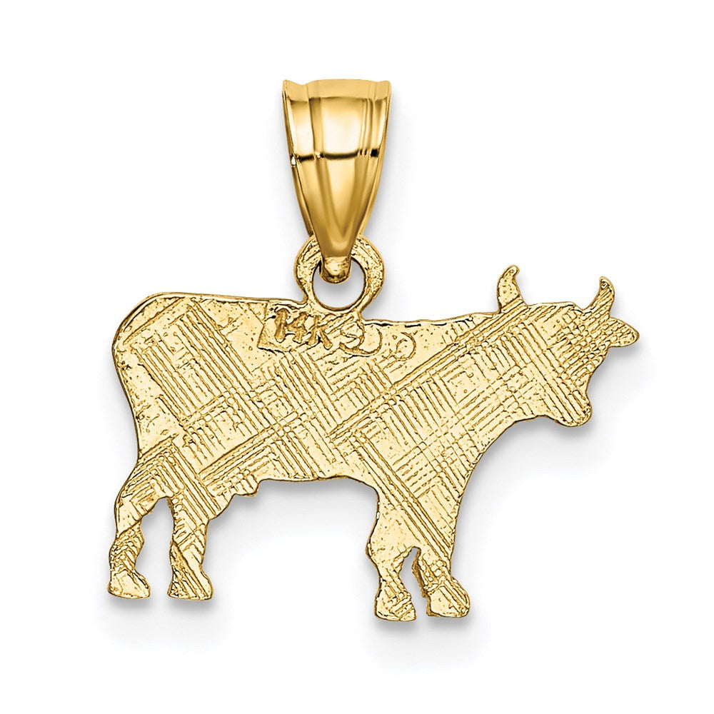 14K Flat and Engraved Cow Charm