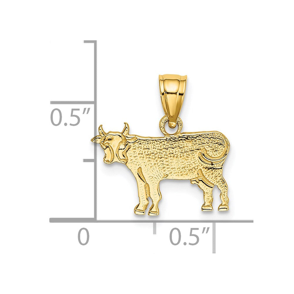 14K Flat and Engraved Cow Charm