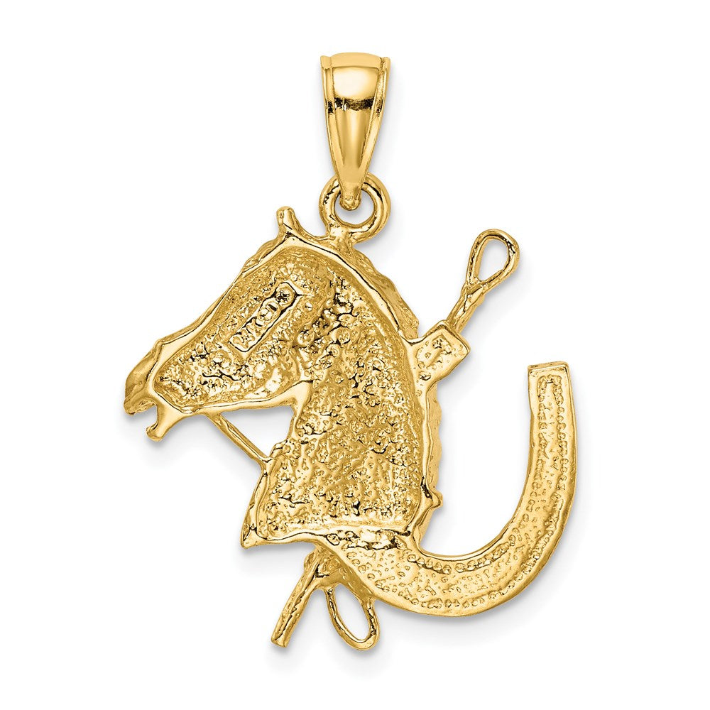 14K Horse Head w/ Shoe and Crop Charm