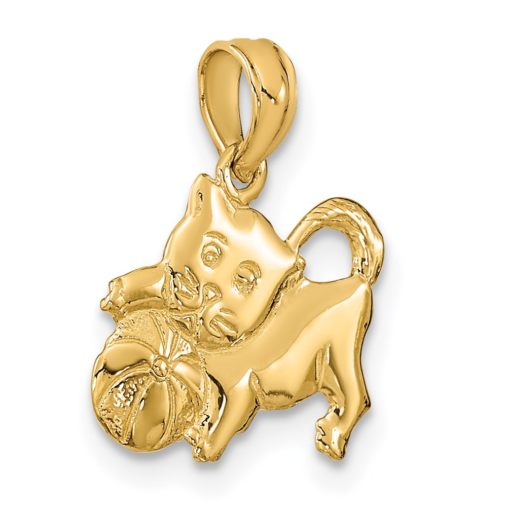14K 3-D Polished Kitten Charm