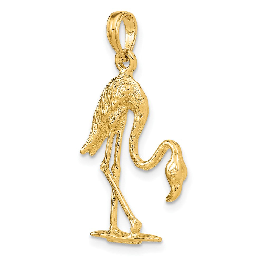 14K 3-D Textured Flamingo Charm