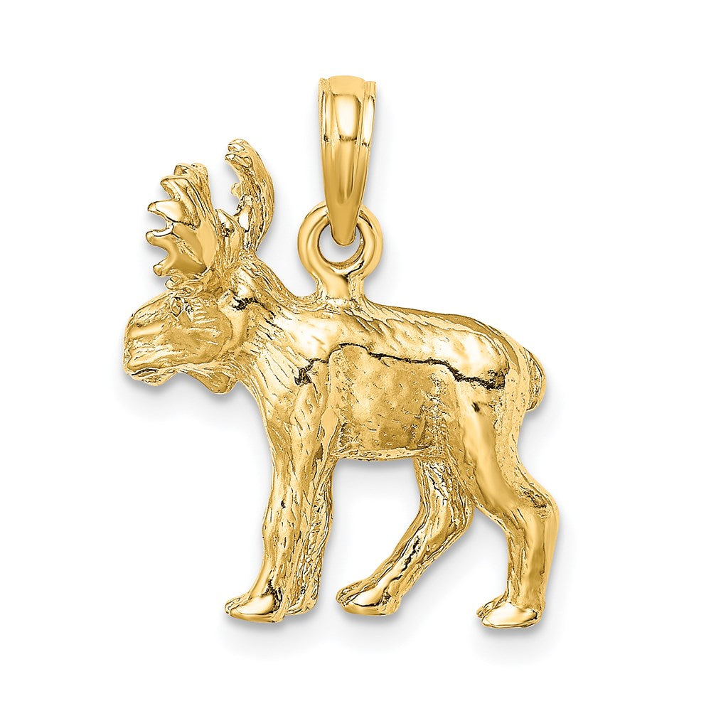 14K 3-D Textured Moose Charm