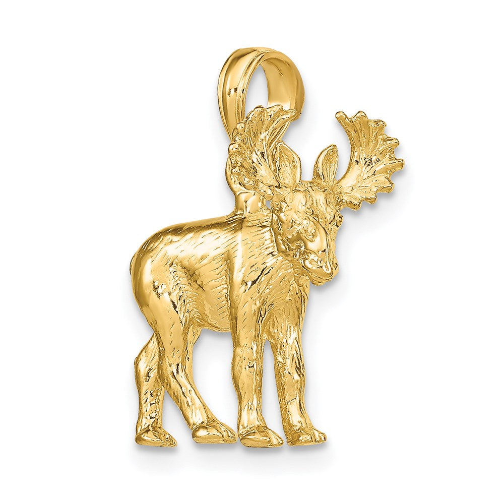 14K 3-D Textured Moose Charm