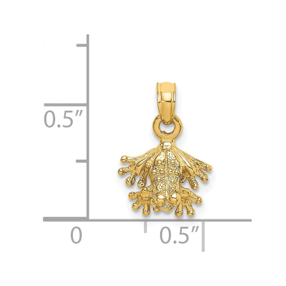 14K 3-D Textured Mini Frog Facing Down Charm