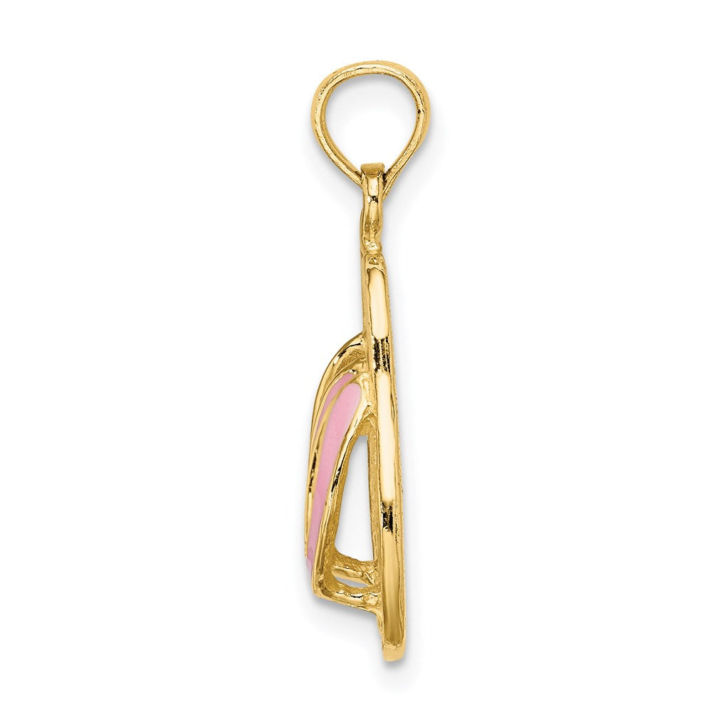 14k 3D W/ Pink Enamel Double Flip-Flop Charm