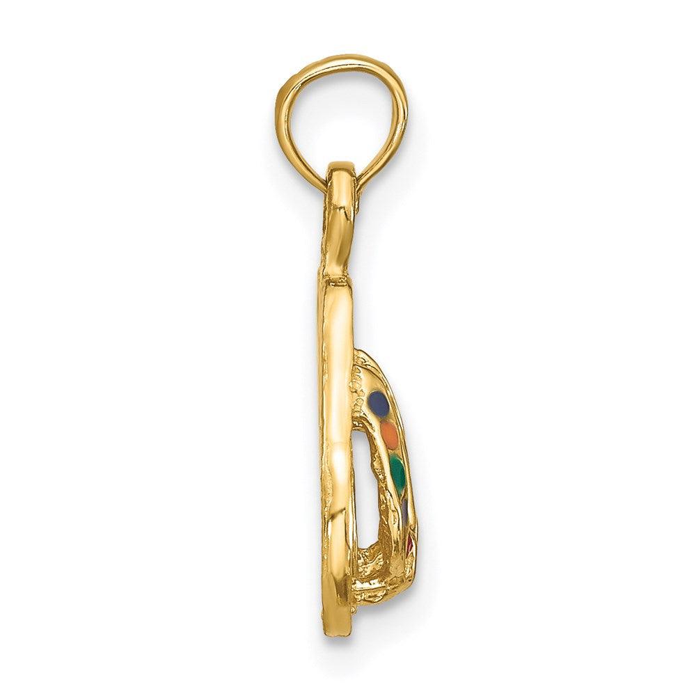 14k 3D W/ Multi-Color Enamel Double Flip-Flop Charm