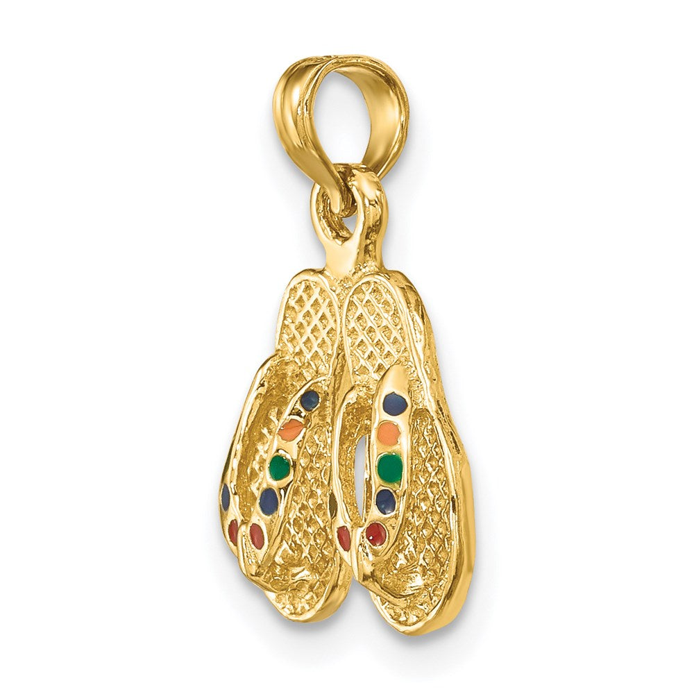 14k 3D W/ Multi-Color Enamel Double Flip-Flop Charm