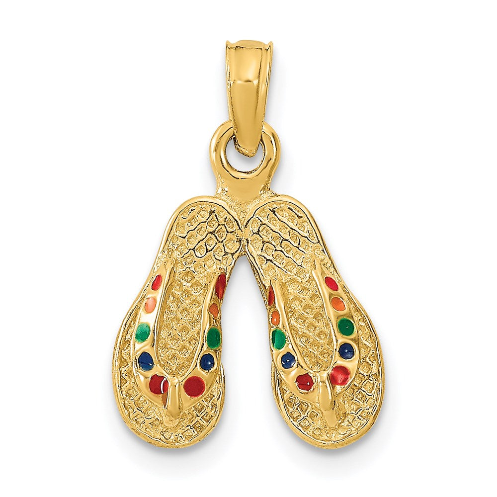 14k 3D W/ Multi-Color Enamel Double Flip-Flop Charm