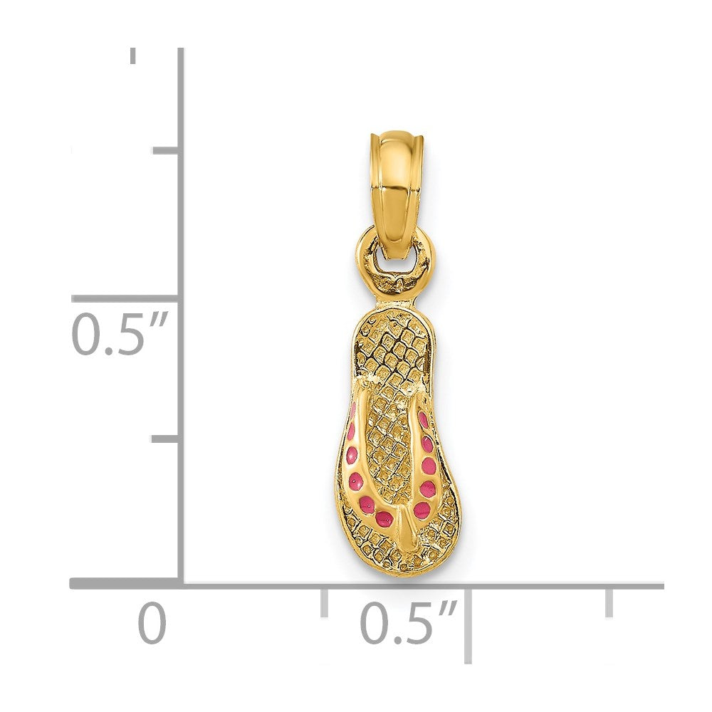 14k 3D W/ Pink Enamel Single Flip-Flop Charm