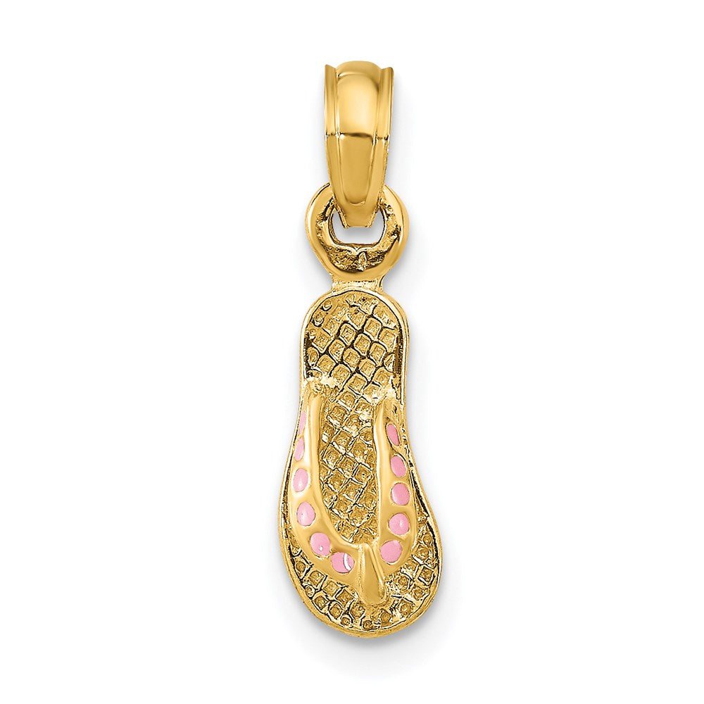 14k 3D W/ Pink Enamel Single Flip-Flop Charm