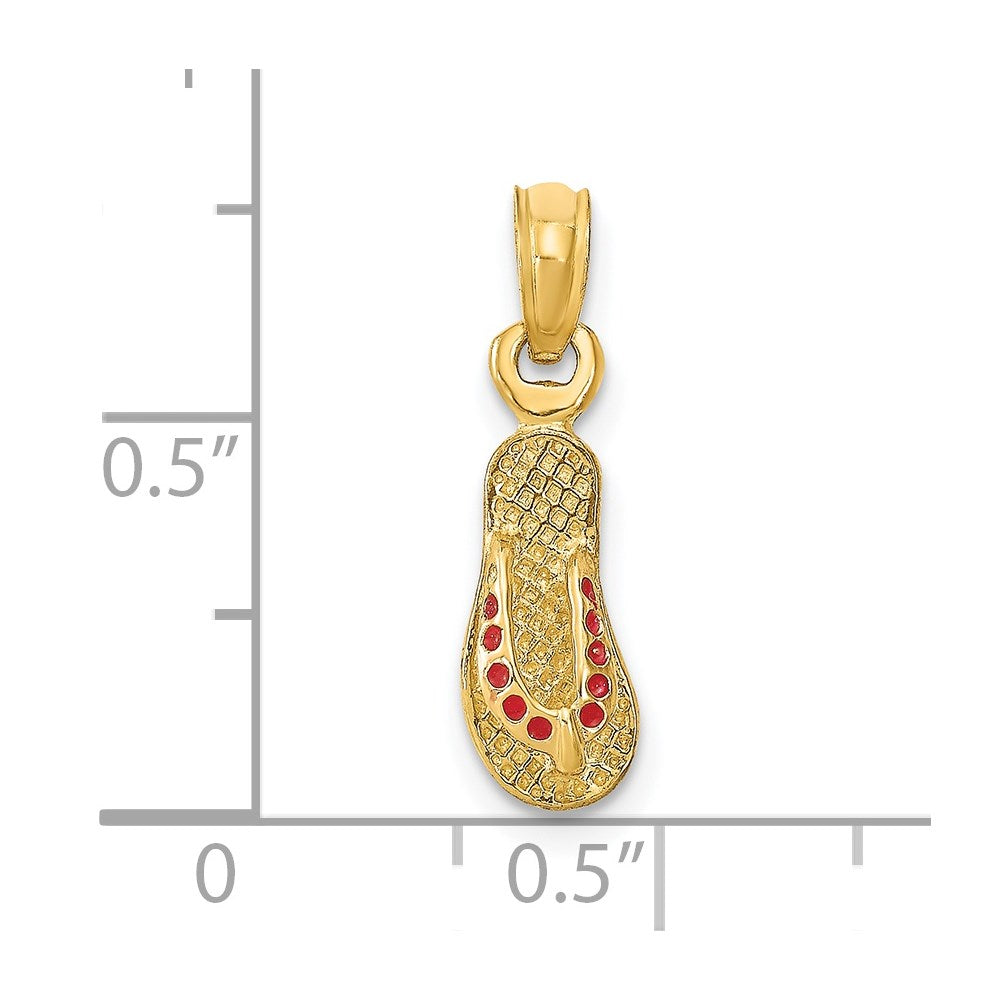 14k 3D W/ Red Enamel Single Flip-Flop Charm
