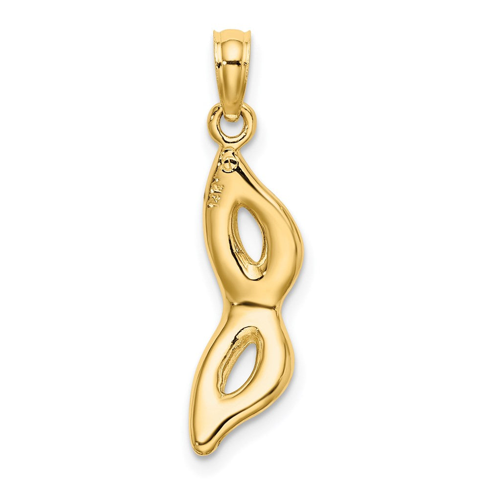 14K 3-D and Beveled W/Green Enamel Masquerade Mask Pendant