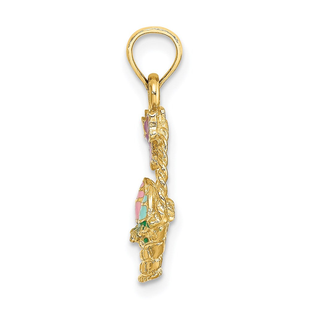 14K Enameled Easter Basket w/ Bow and Eggs Charm