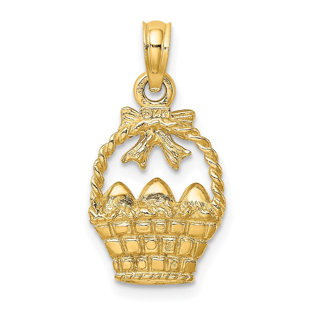 14K Enameled Easter Basket w/ Bow and Eggs Charm