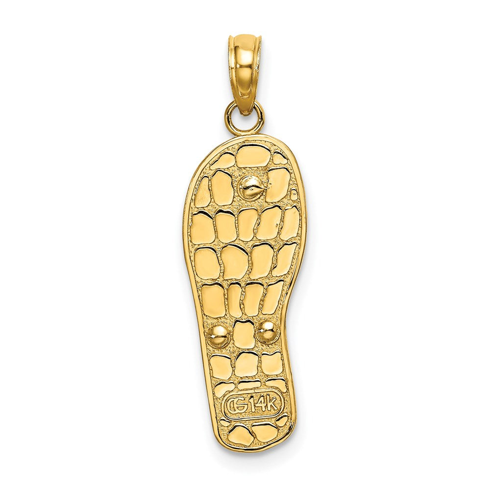 14K 3D Enamel Fuschia and White Flowers On Aqua Flip-Flop Charm