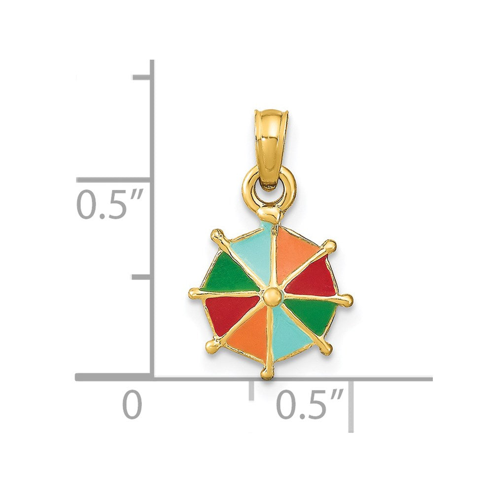 14K W/ Multi-Color Enamel 2-D Umbrella Charm