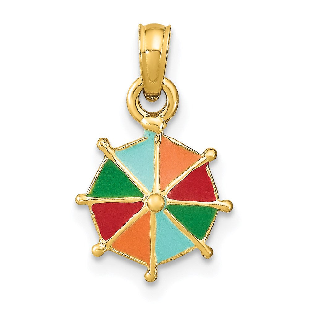 14K W/ Multi-Color Enamel 2-D Umbrella Charm