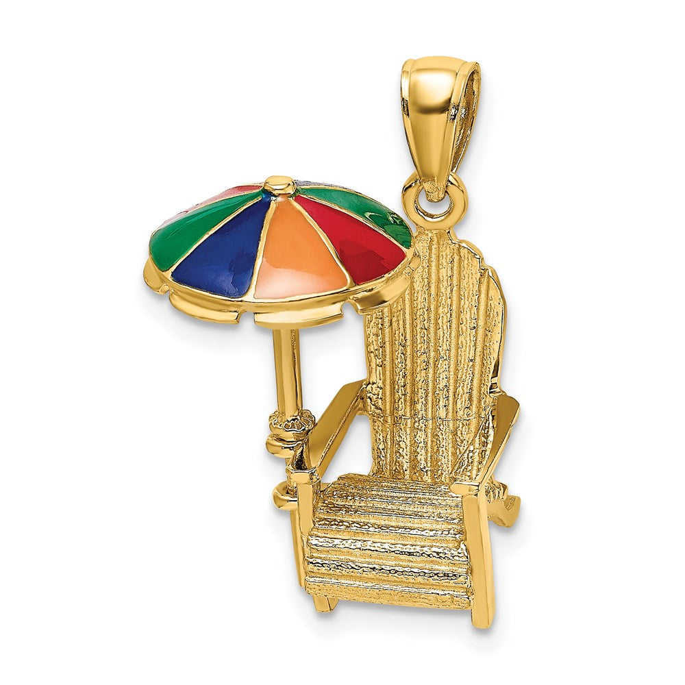 14K 3-D w/ Enamel Umbrella Beach Chair Charm