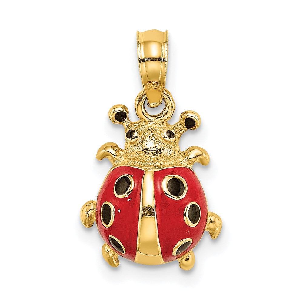 14K Red Enameled Ladybug Charm