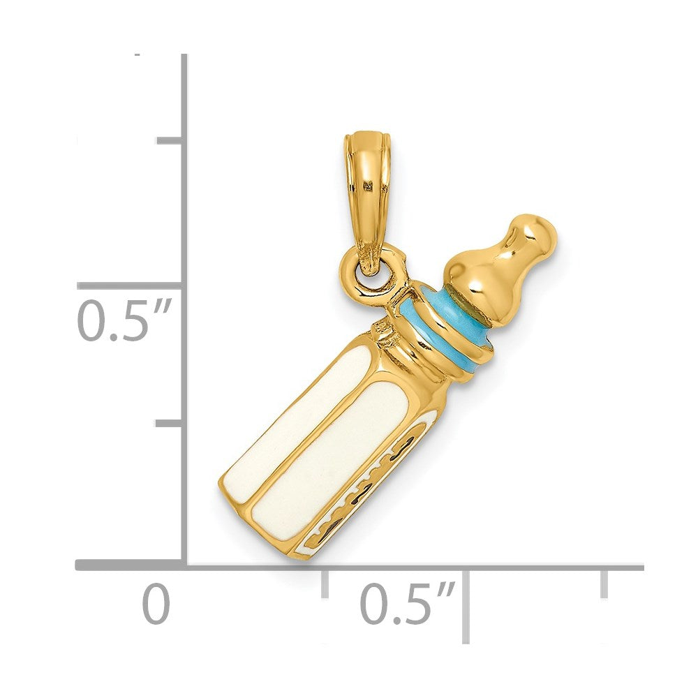 14K 3-D w/ Enamel Baby Bottle Charm