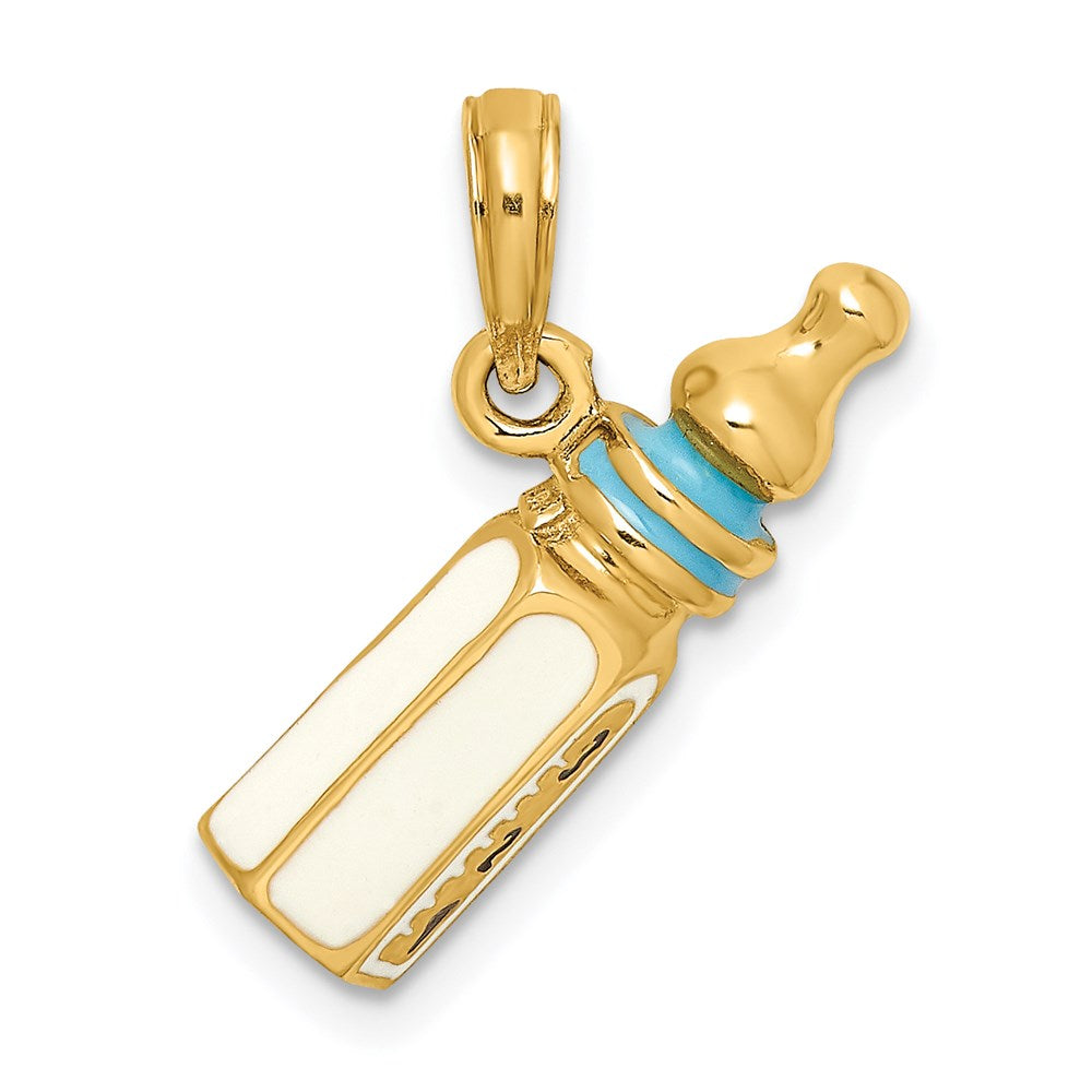 14K 3-D w/ Enamel Baby Bottle Charm