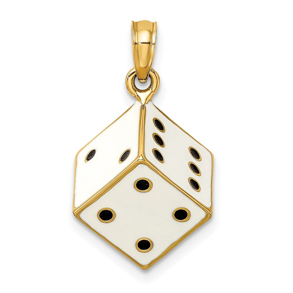 14K 3-D Enamel Dice Charm