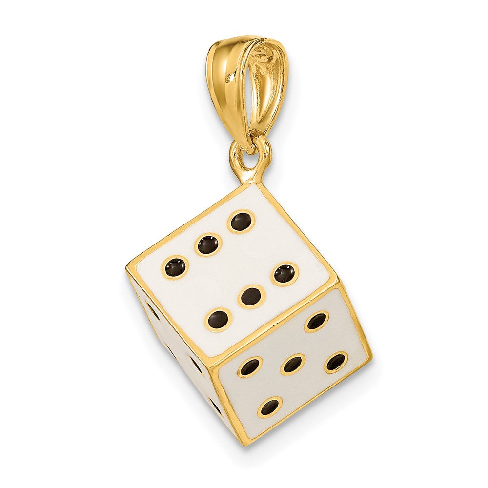 14K 3-D Enamel Dice Charm