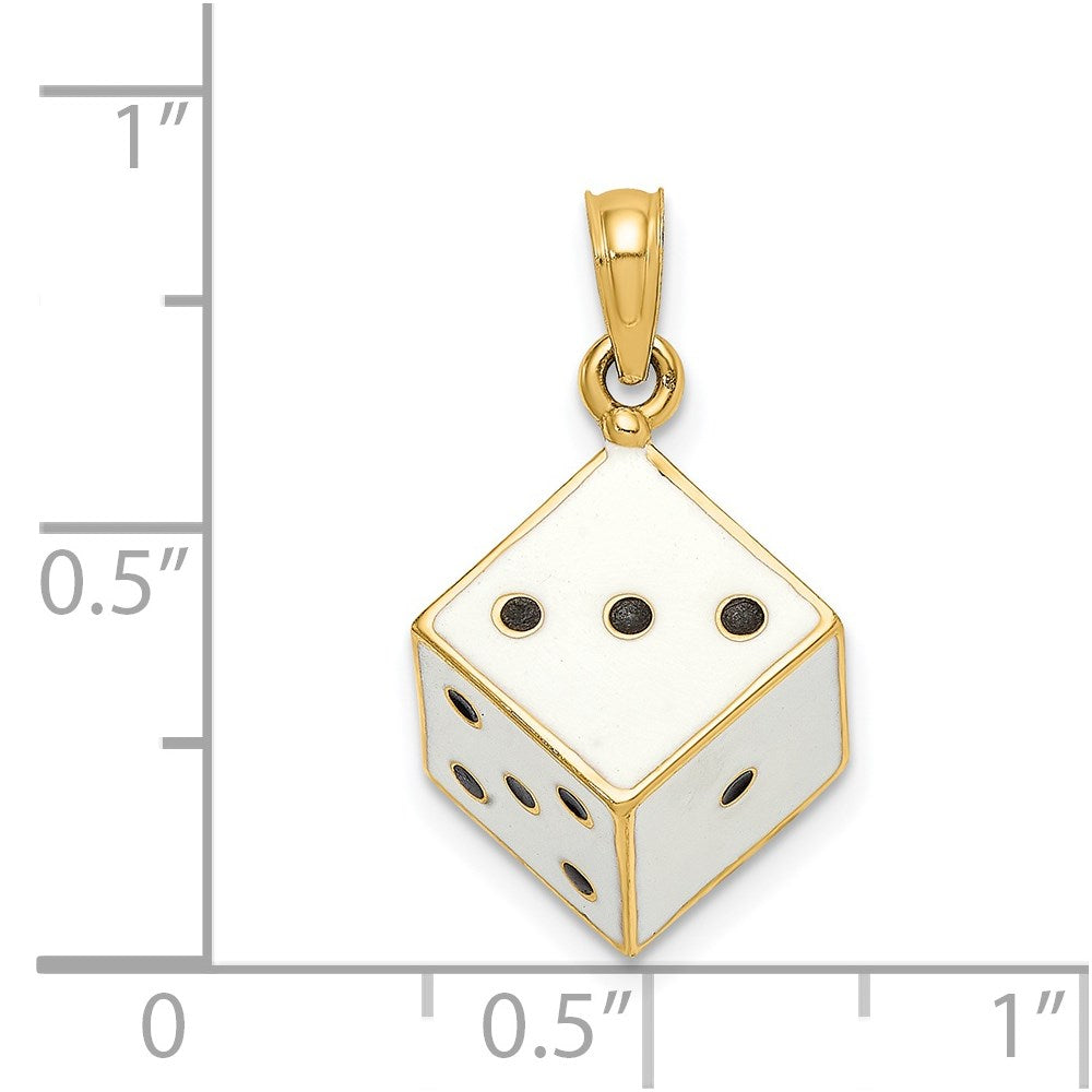 14K 3-D Enamel Dice Charm