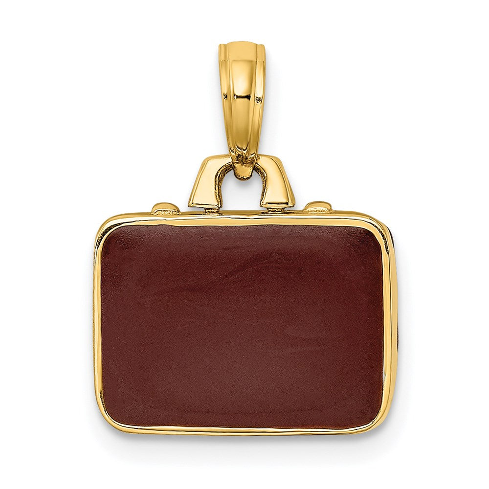 14K w/ Brown Enamel 3-D Opens Briefcase Charm