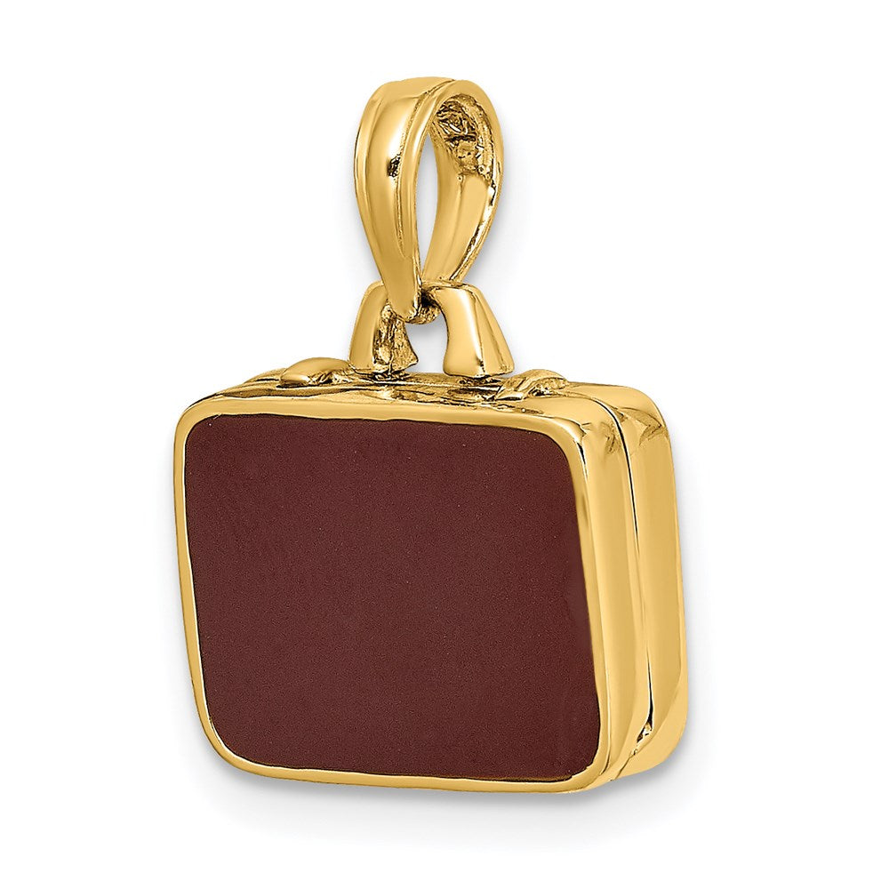 14K w/ Brown Enamel 3-D Opens Briefcase Charm