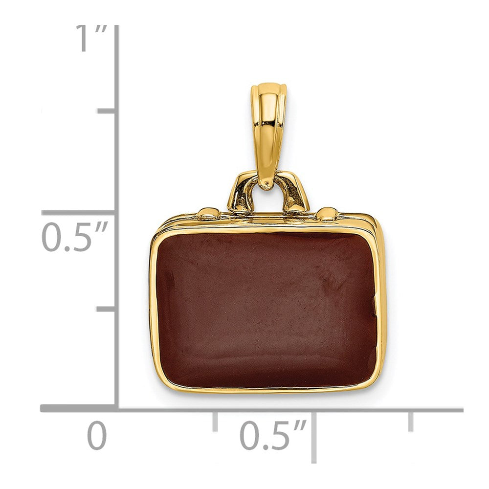 14K w/ Brown Enamel 3-D Opens Briefcase Charm