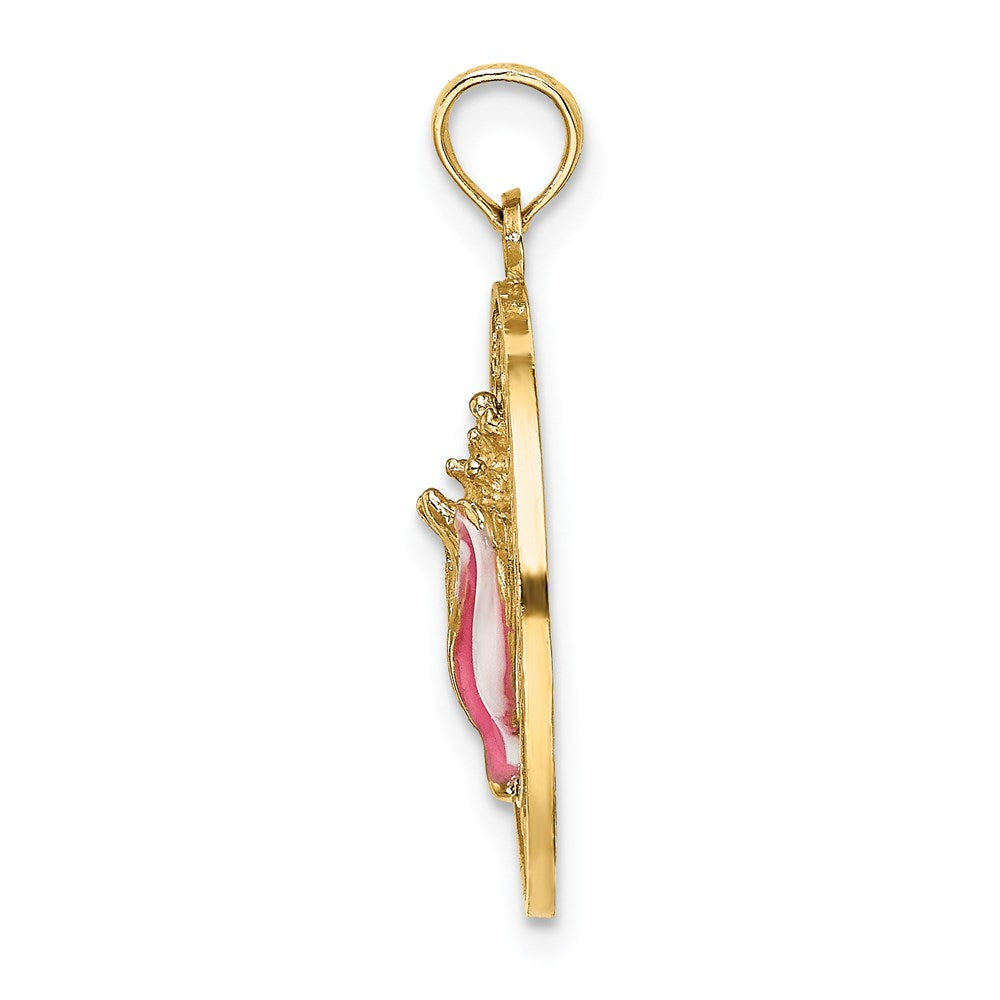 14K Enameled TURKS AND CAICOS w/Conch Shell Circle Charm