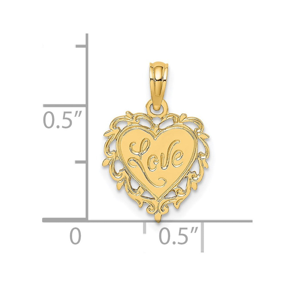 14K Love In Heart Charm