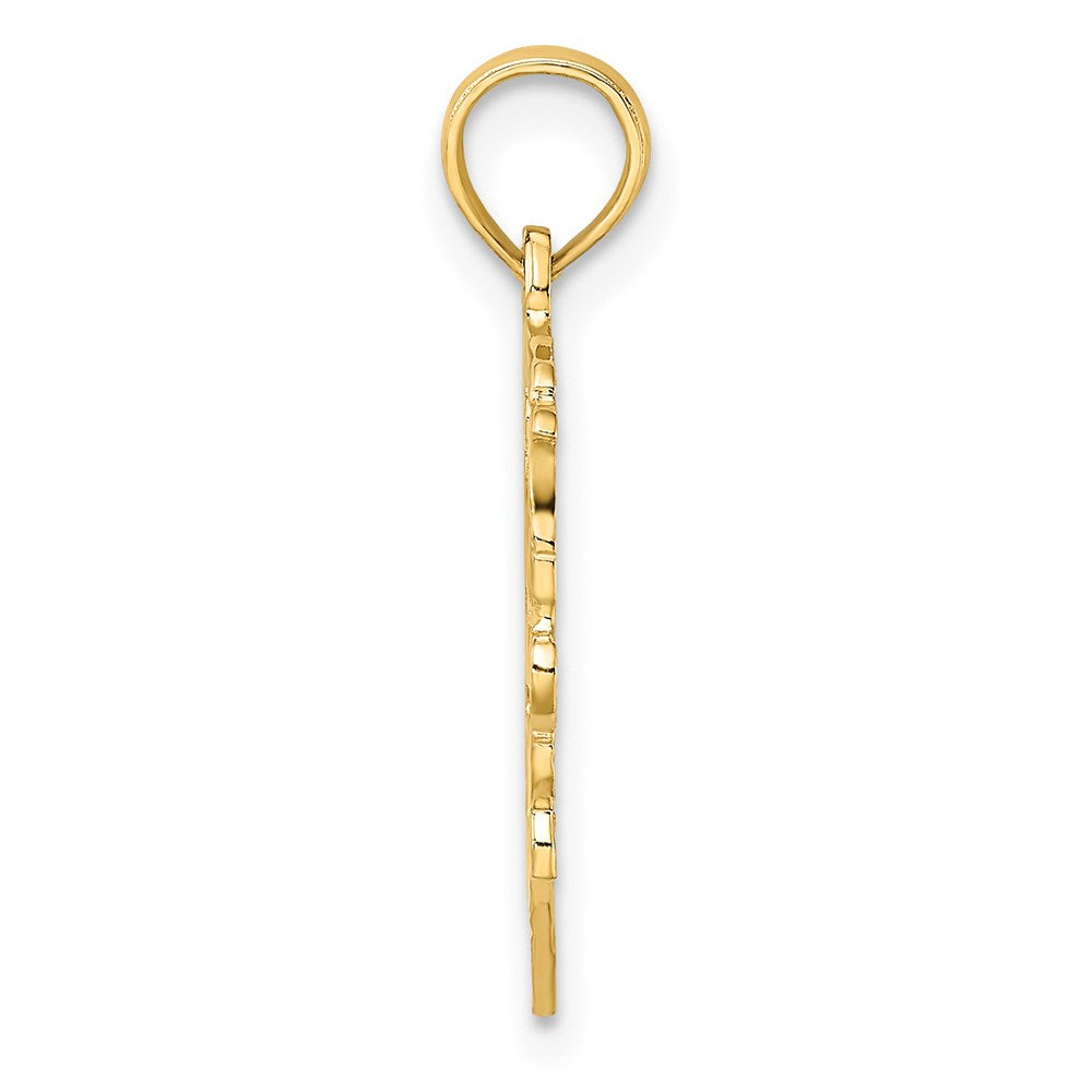 14K LOVE In Heart w/ Floral Design Charm