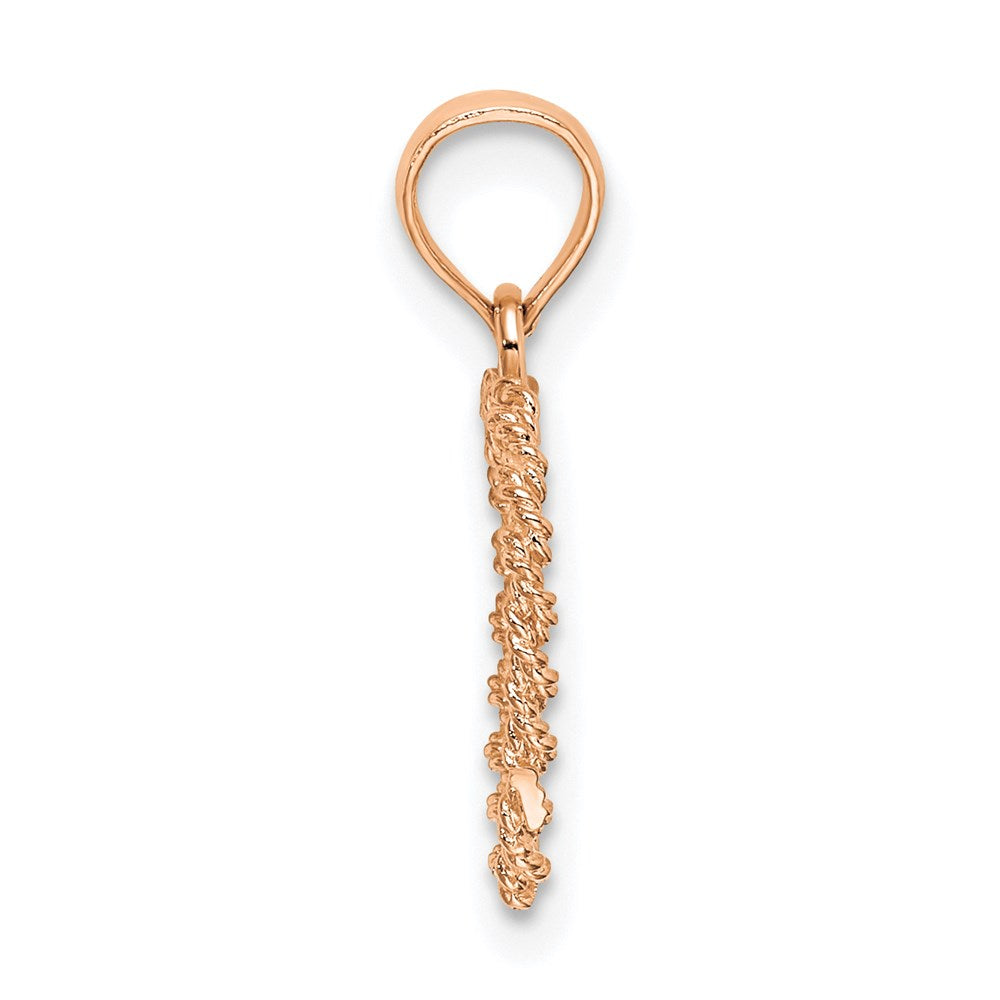 14K Rose Gold 3D Polished Rope Heart Pendant