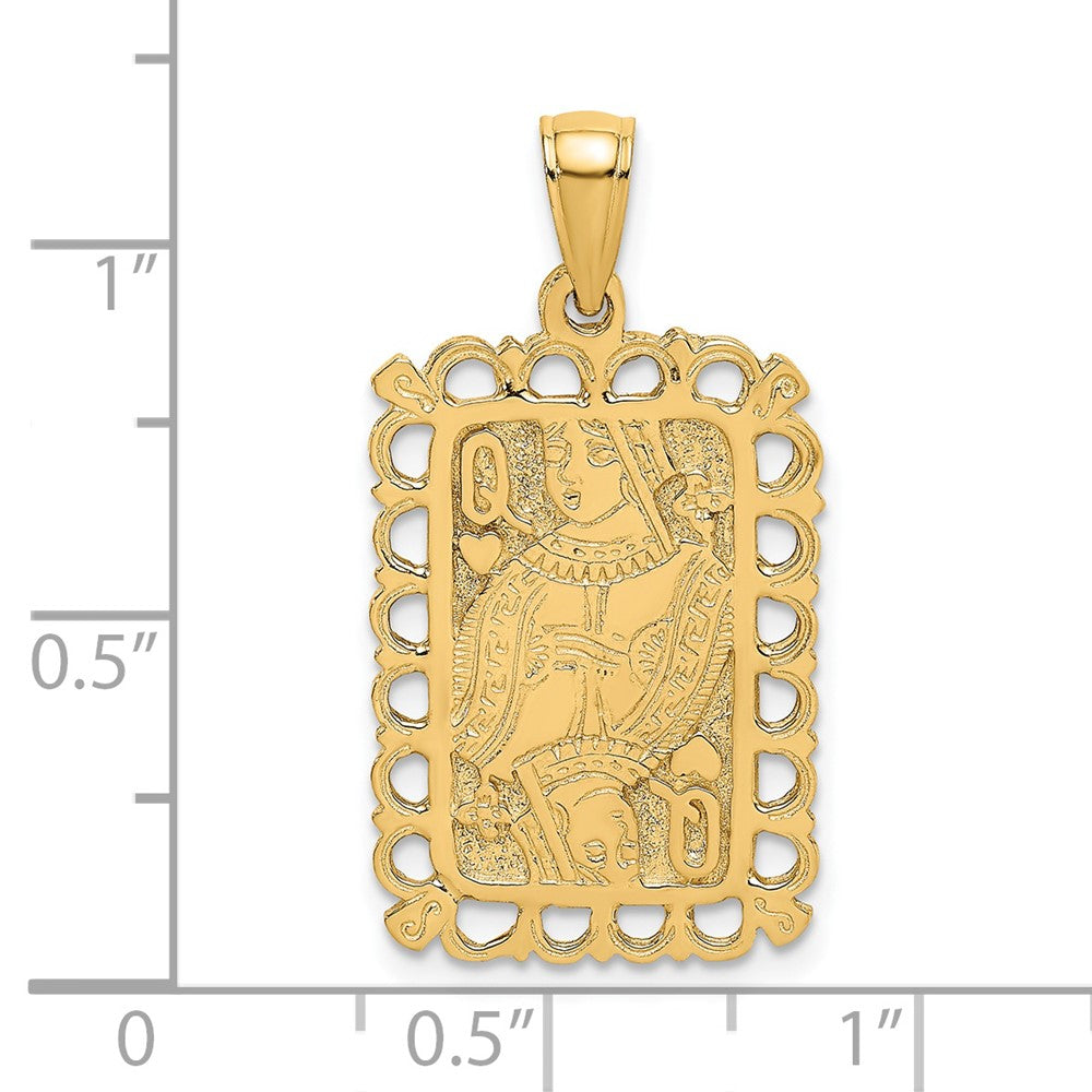 14K Queen Playing Card Charm