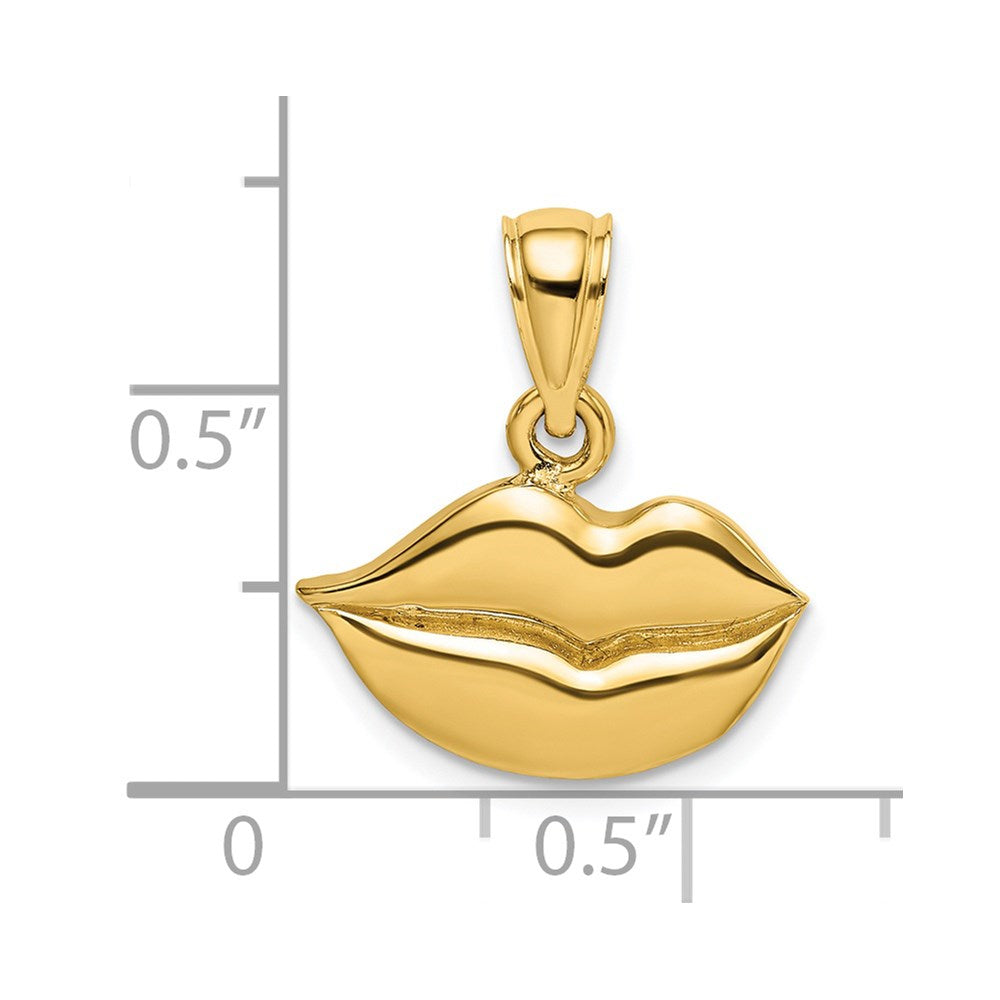 14K 2-D Polished Lips Charm