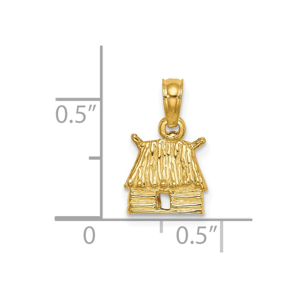 14K 3-D Bungalow Island Hut Charm